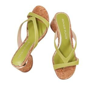 Donald J. Pliner Mida Cork Heel Leather slide in Sandals Pistachio Green  size 7